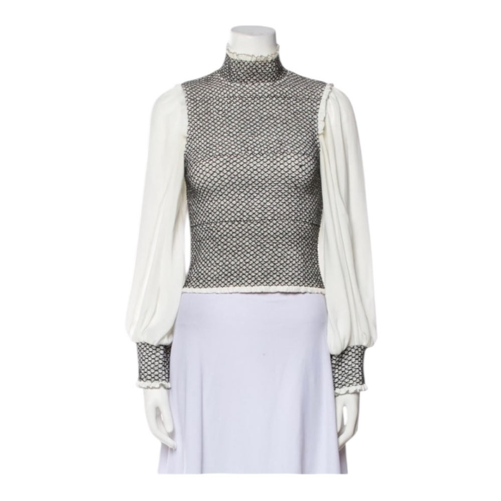 Alice + Olivia Black and White Patterned Top